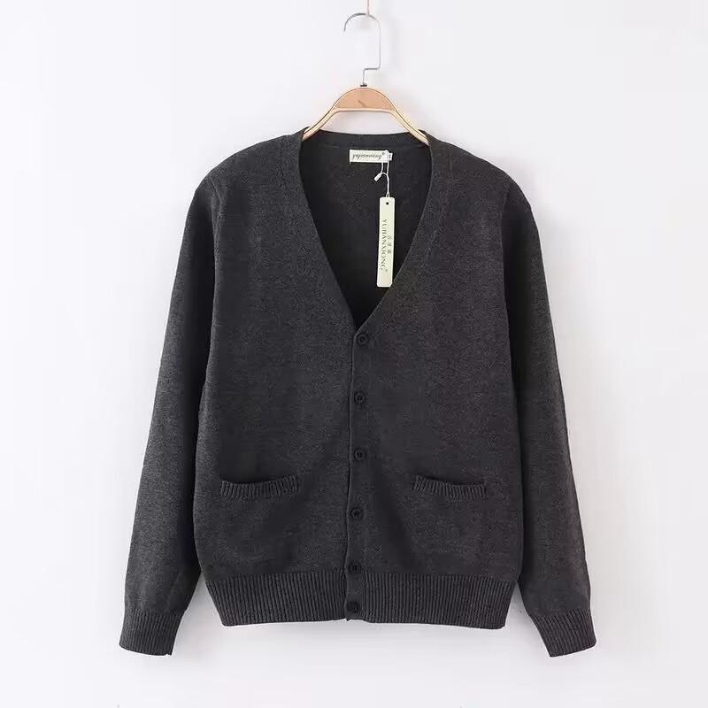 Japanischer Herbst/Winter V-Ausschnitt JK Cardigan: Pullover im Akademiker-Stil mit langen Ärmeln