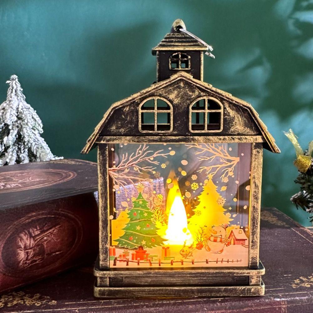 Hanging Lantern Snow Globe Lantern Glow Candles Light Christmas Wind  Lantern  Small Pendant