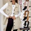Women's Vintage Casual Solid Color Print Autumn Winter Sleeveless POLO Neck Jackets & Coats Elegant