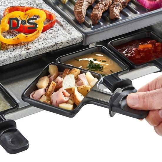 1/4 Pezzi Mini Padella Grill per Raclette Rivestita Antiaderente Piastra Grill Forma Quadrata Triangolare Accessori per Sciogliere il Formaggio