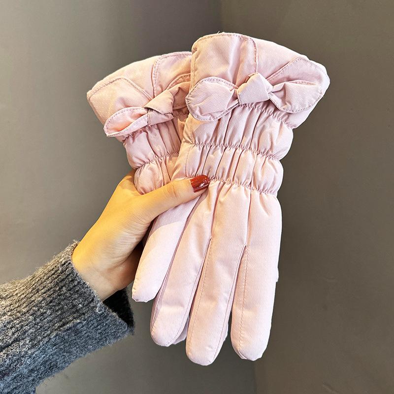 Women's fleece gloves index finger winter electric vehicle outdoor warm gloves cold wind