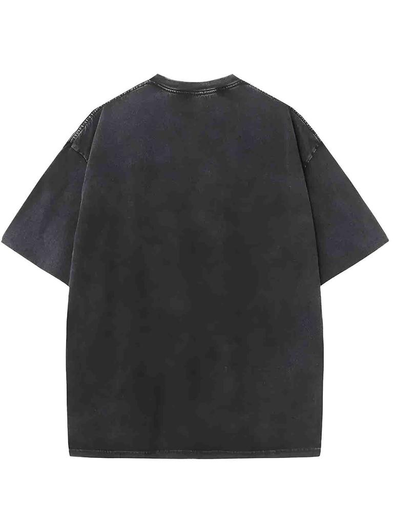 Washed, Retro Rose Printed T-Shirt, High-Quality Printed Cotton Retro Fashion T-Shirt, Suitable for Summer T-Shirt with Certain Thickness,Holiday Gift