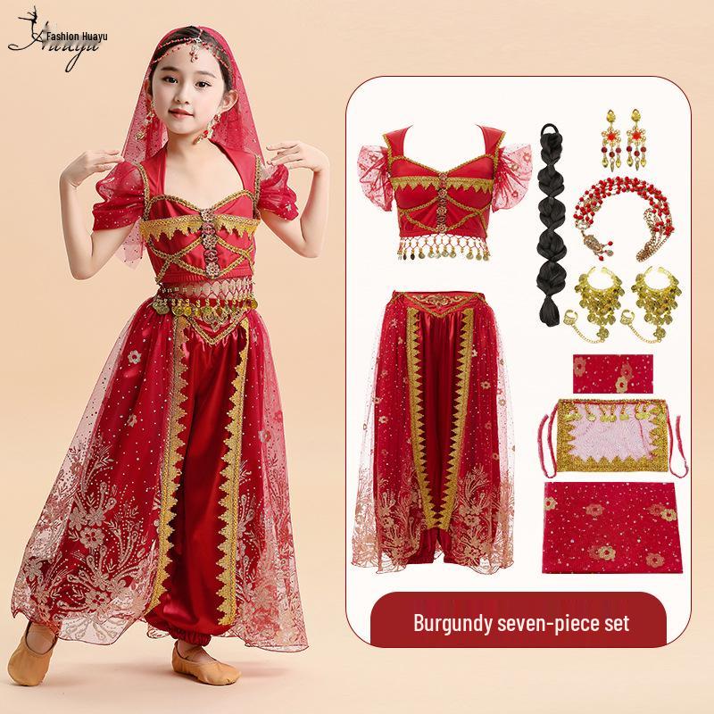 Halloween Jasmine Princess Gown & Aladdin's Magic Lamp Costume Set for Girls