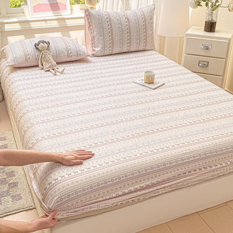 100% Cotton Bed Sheets Flower Printed Fitted Bed Sheet On Elastic Single/Queen/King Pure Cotton Bedsheets Sabanas Matrimoniales