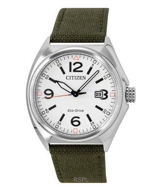 Eco-Drive Cinturino in Nylon Verde Quadrante Bianco AW1571-09A 100M Orologio da Uomo