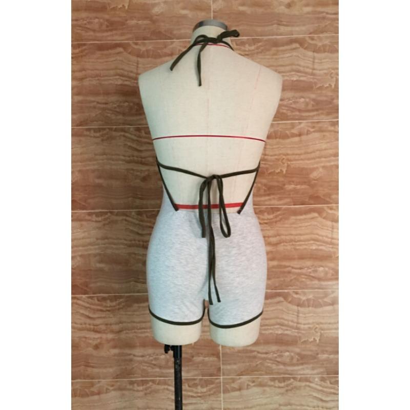 

Женский повседневный короткий комбинезон с открытой спиной и висячим вырезом XL серый