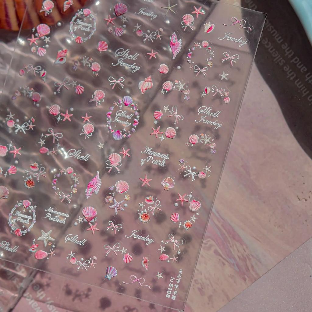 5D Deep Sea Fish Nail Art Stickers Shimmery Bubble Colorful Marine Life Nail Decals Ocean Self Adhesive Manicure Decal
