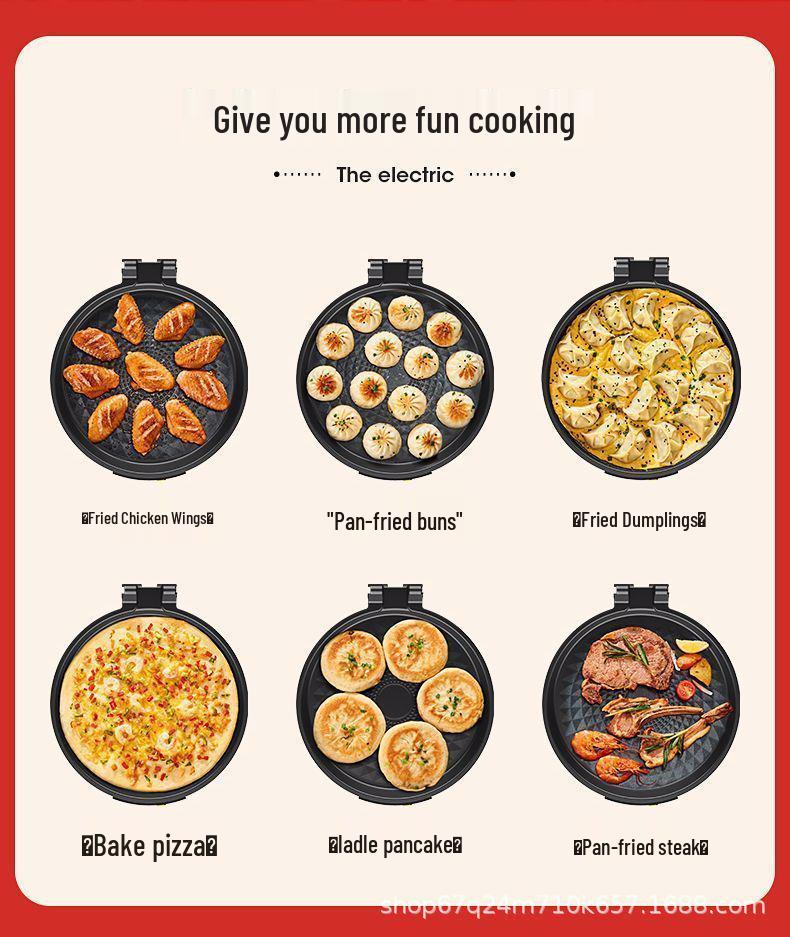 Electric Double-Sided Crepe & Pancake Maker with Deepened Heating for Frying & Grilling