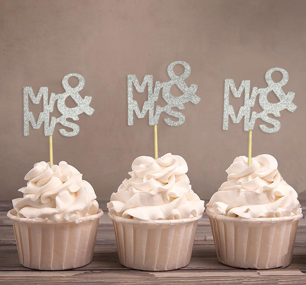 Darling Souvenir Wedding Cupcake Toppers Party Dessert Decorations - Pack Of