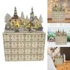 Lighted Wood Advent Calendar with 24 Drawer Countdown to Christmas Decoration Handmade Desktop Ornament Accessories