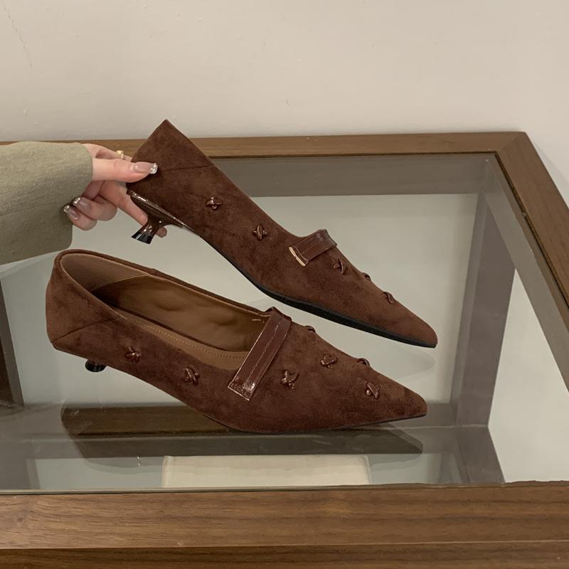 Fashion SUOJIALUN 2025 New Brand Women Pumps Shoes Fashion Pointed Toe Slip On Ladies Elegant Boat Shoes Thin Low Heel Dress Single Shoe