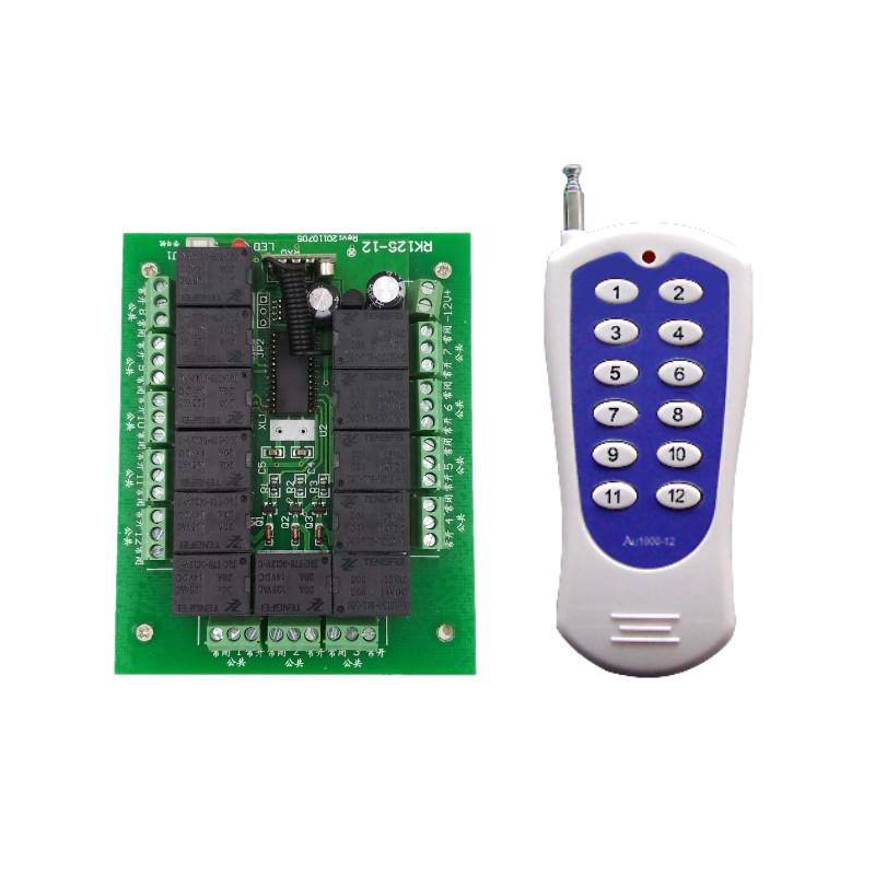 12V 12-Channel Long-Range High Power Wireless Remote Control Switch with Jog and Self-Locking Modes