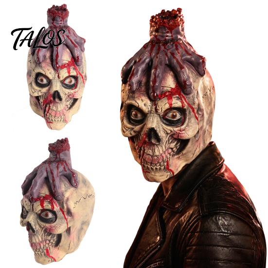 Halloween Night Decorations Scary Zombie Head Masque, Creepy Horror Latex Hood Masque Realistic Texture Ghost with Severed Hand, Party Cosplay Costume