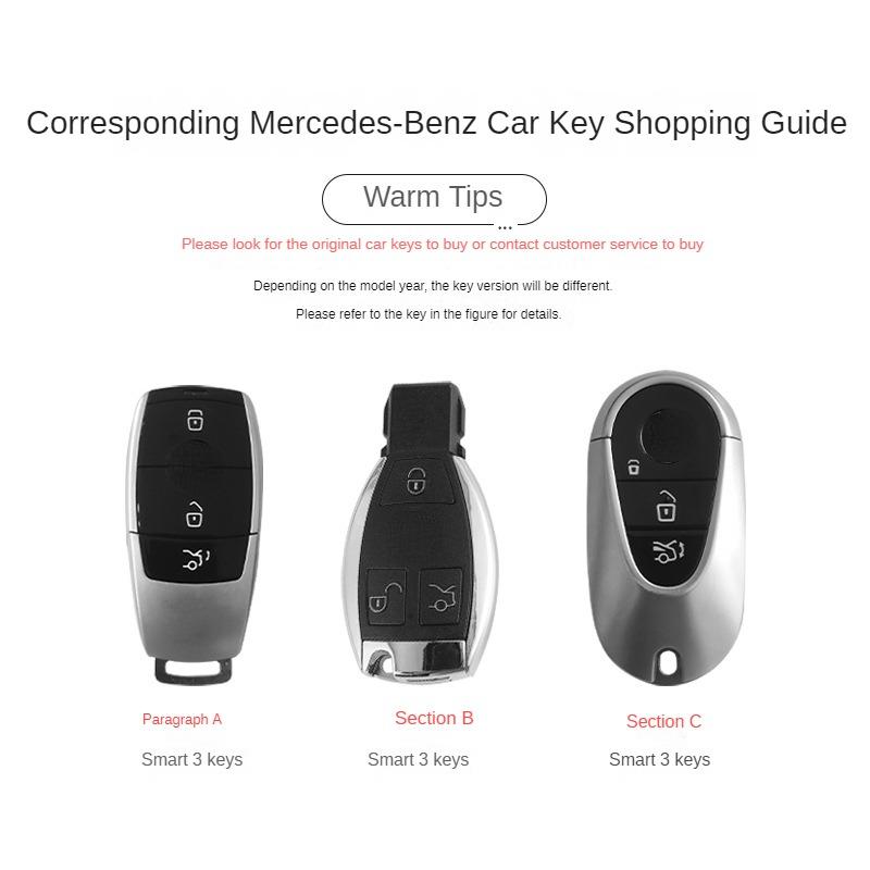 For Mercedes-Benz TPU Car Key Cover E-Class/Class E300L/C260L/A200L Car Key Decorative Leather Pattern All-Pack Protective Case