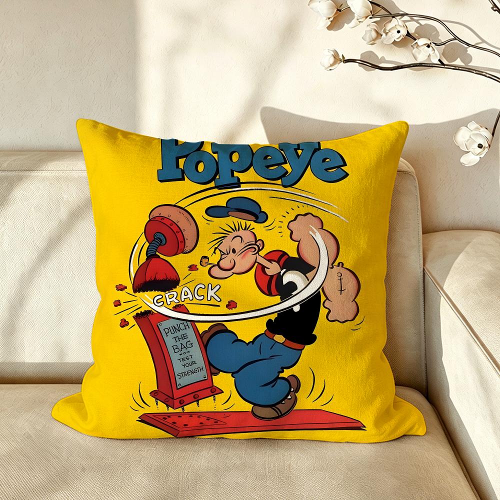 Cartoon PPopeye Cushion Cover Pillow Case Antidustmite Pillowcase Silky Short Plush Sofa Cushion Cover hot