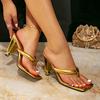 Women's shoes high-heeled sandals fashion party gold special-shaped heels women's head pedal simple high-heeled sandals