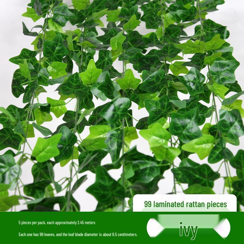 Rattan Pothos Artificial Leaf Vine for Indoor AC and Water Pipe Decoration