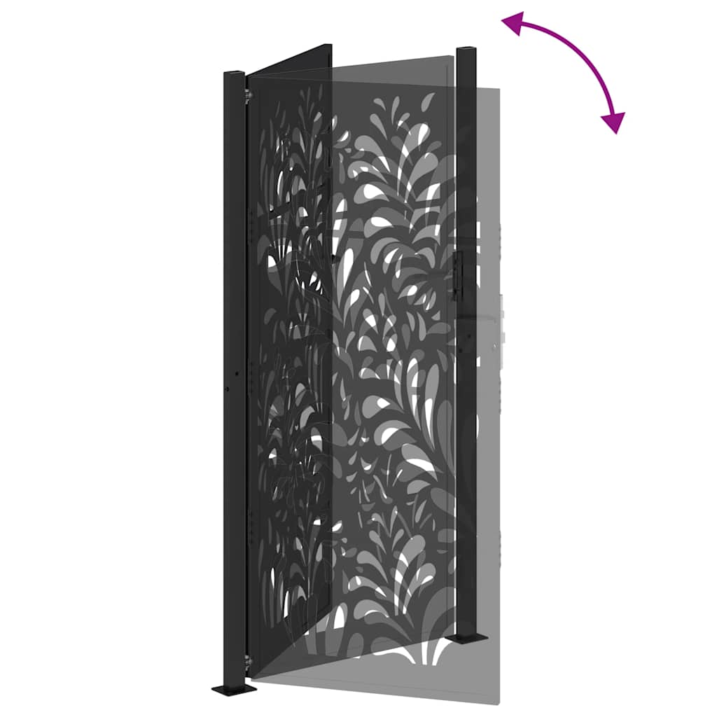 Gartentor Schwarz 100x200 cm Stahl Wellendesign