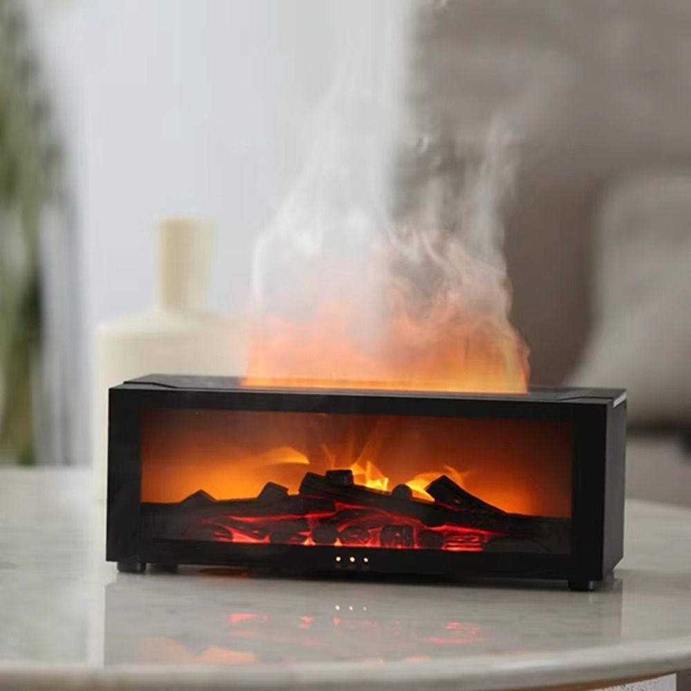 150ml Fireplace Air Humidifier Timer Function Desktop Cool Fogger Essential Oil Diffuser  Travel