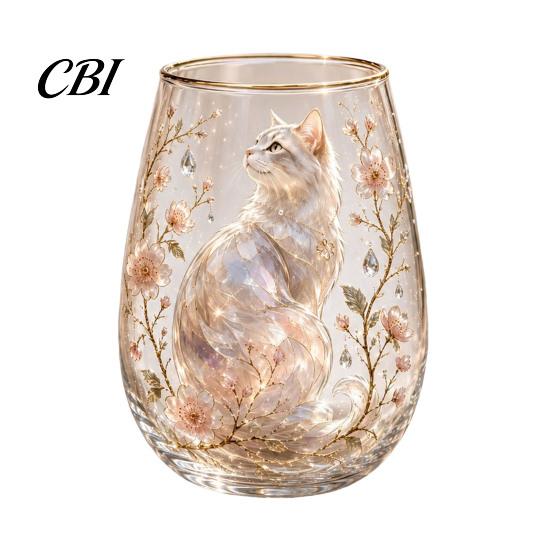 Artistic Kitchen Tableware Hummingbird Joy Tea Cup, Colorful Animal Tumbler, Floral Glass Ritual Sense Drinkware Golden Rim, Water for Coffee