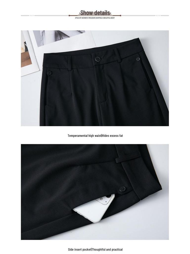 Dámské jarní 2025 high-endové slim fit kalhoty s vysokým pasem, elastickým pasem a zipem, pro volný čas