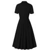 50S Swing Dresses Lapel Collar Short Sleeves Row of Buttons Work Business Office Lady Midi Dress Women's Casual Outfit