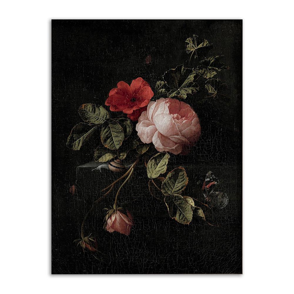 Retro Painting French Flora Vintage Poster and Prints Victorian Still Life Flower Rose Canvas Painting Decoraiton Living Room
