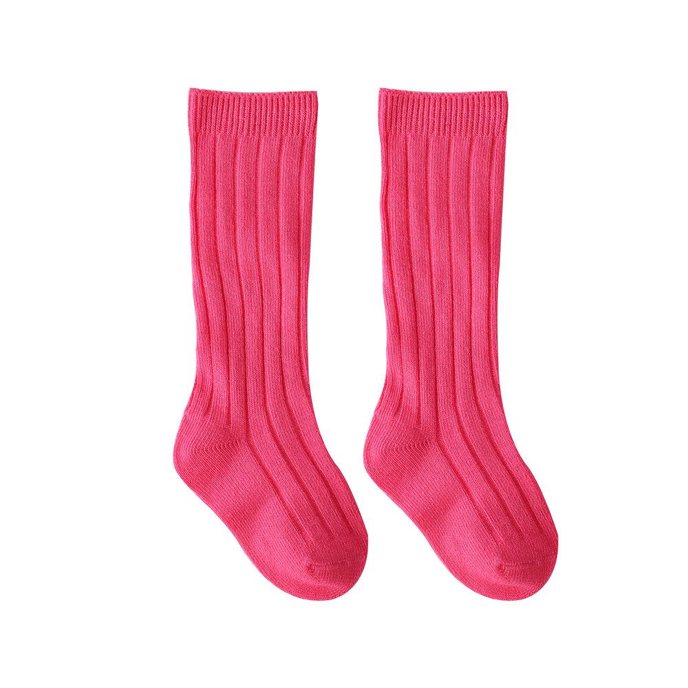 Trendy Spanish Children's Solid Color Mid-Long Socks for Babies, Students, and Sports Enthusiasts