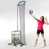 Volleyball Polyester Training Net,Black+Blue Floor Standing Volleyball Training Net with Ball Collection Bag for Sports Gyms