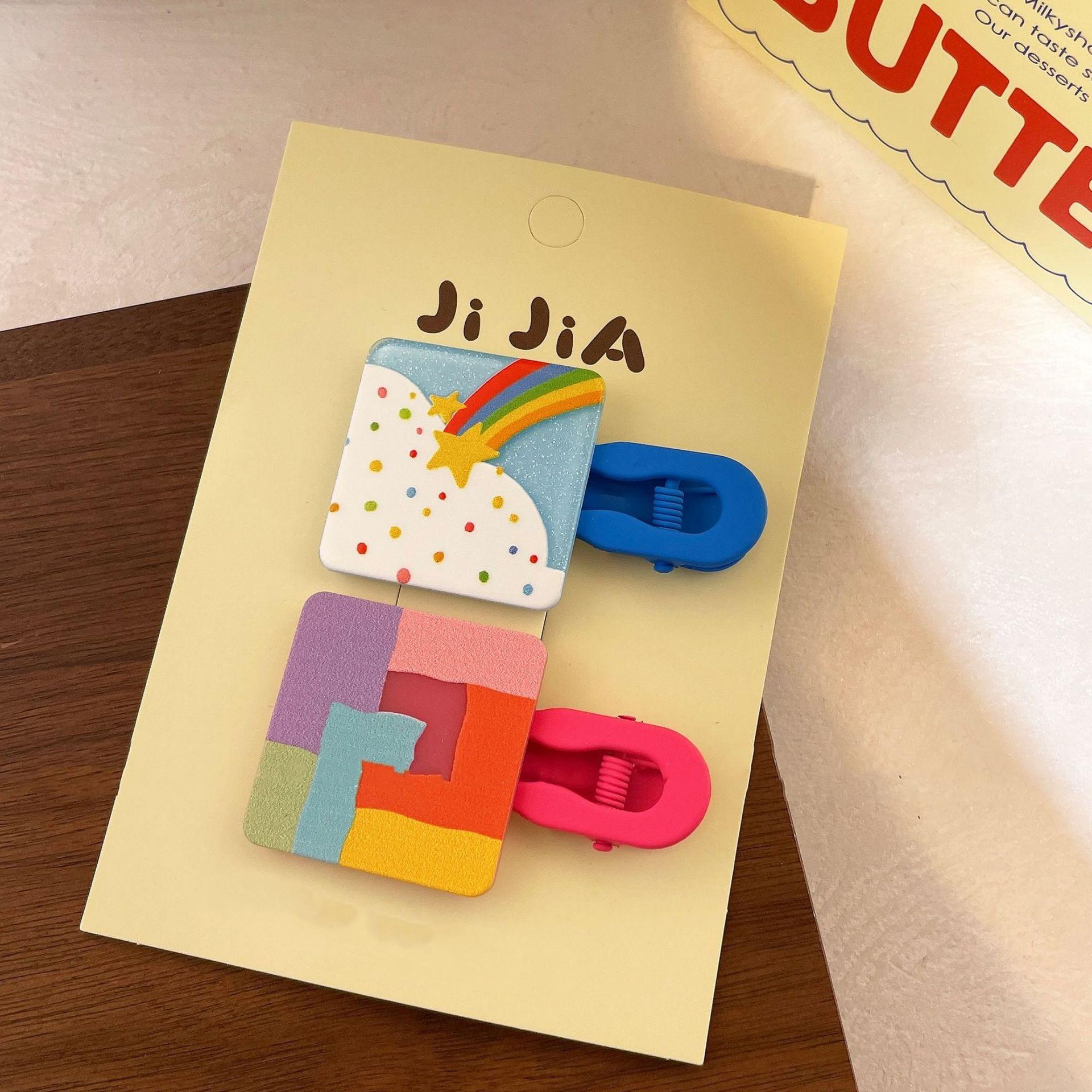 

1 пара креативных заколок для детей, красочные заколки для волос с цветочным рисунком, корейские модные аксессуары для волос