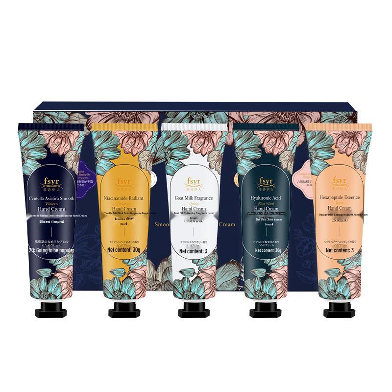 Fesiyiren Silky Floral Hand Cream Set: High Moisture, Hydrating, Fragrant Five-Piece Gift Box