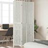 Vidaxl Room Divider, 3-Panel, White, Solid Paulownia Wood