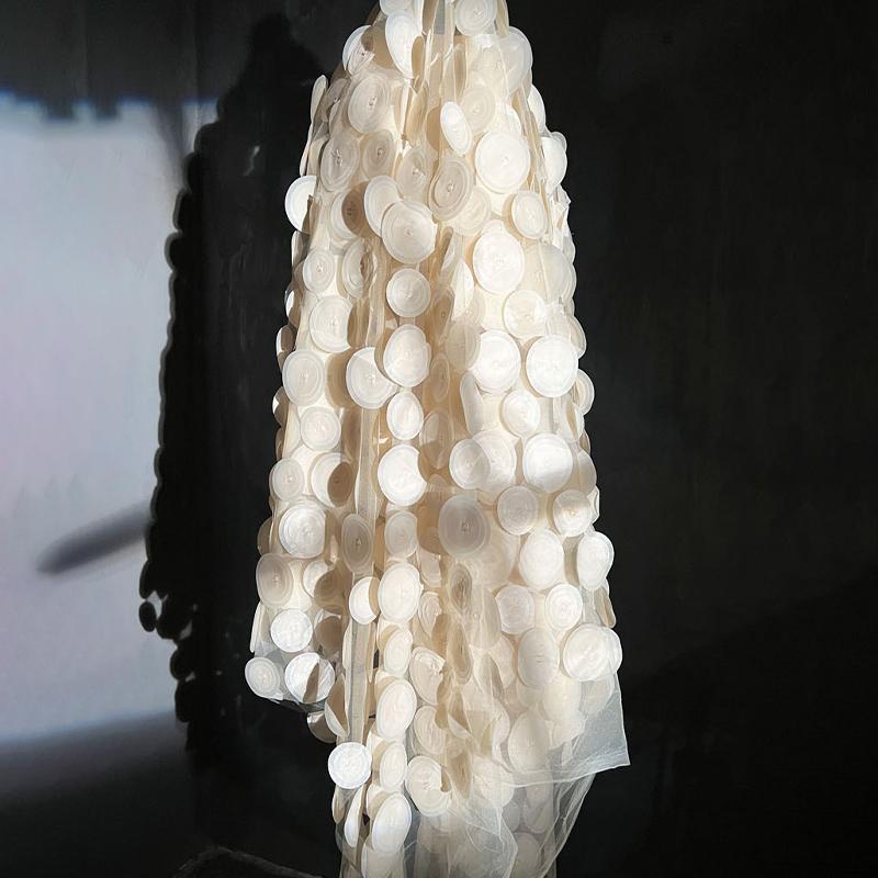 50x135cm 3D Textura Pesada Pieza de Corte Circular Tejido de Malla Perspectiva Encaje Africano Tejido de Diseñador Ropa DIY Vestido de Noche