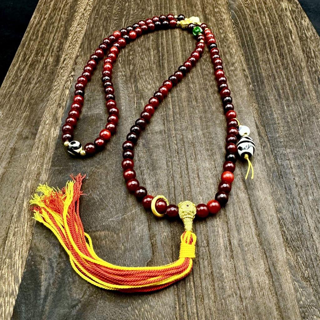 Natürliche Widderhorn Buddhistische Perlenkette mit Türkis-Accessoires - Unisex Tibetischer Schmuck