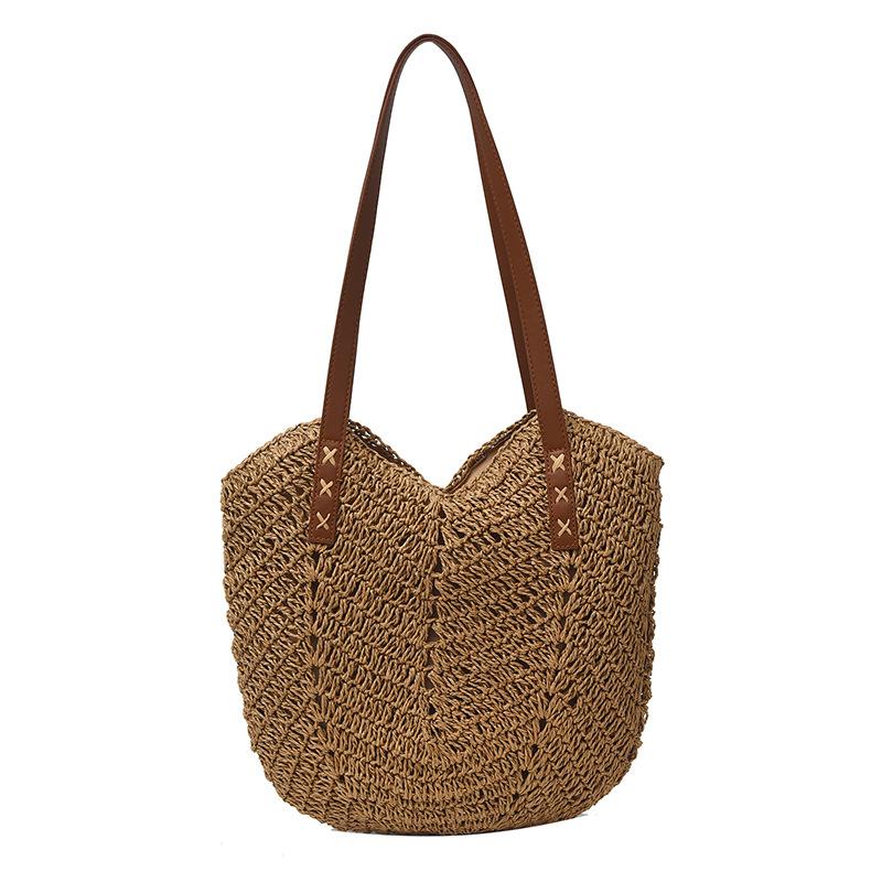 Ins summer Internet celebrity straw bag 2025 new seaside vacation beach woven bag large capacity shoulder tote bag