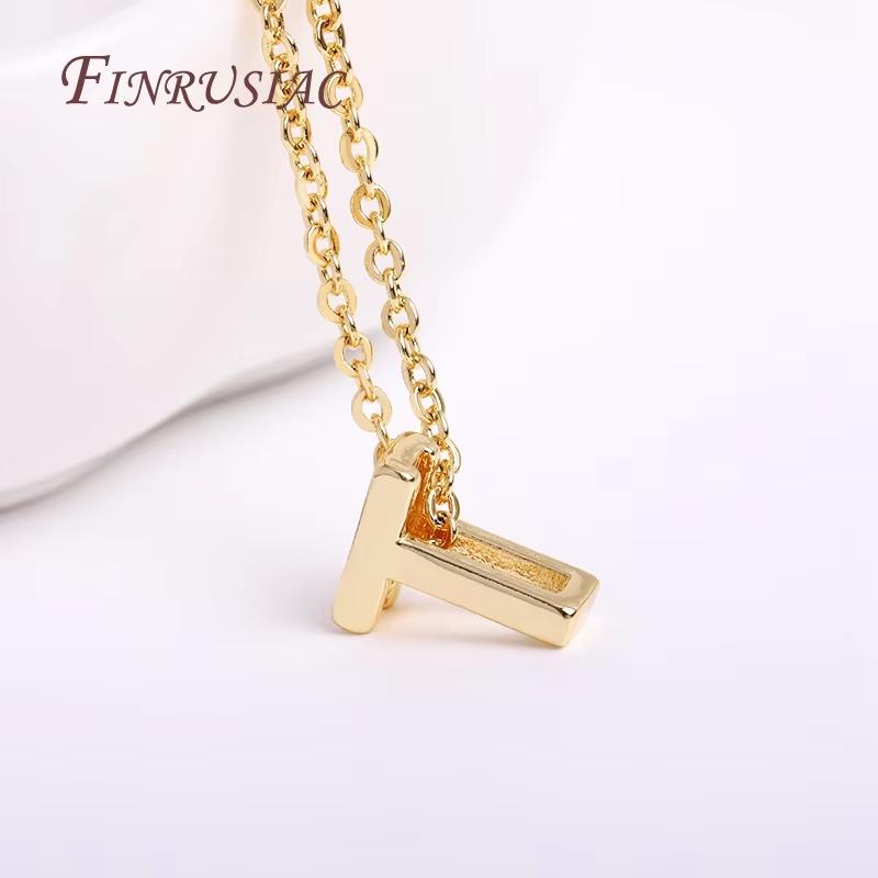 Gold Plated Brass Metal Initial 26 Letters Pendants Pendants Necklace For Women Jewelry Accessories Thin Chain Necklaces Female