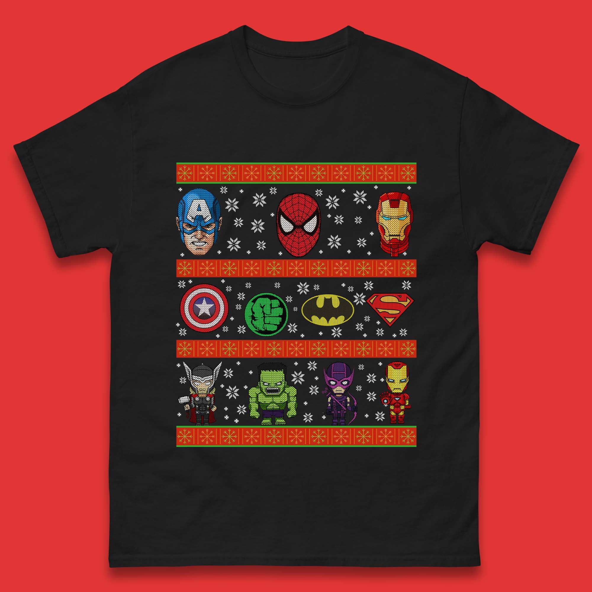 Avengers Superhero Christmas Mens T-Shirt Womens Tops Tees XL