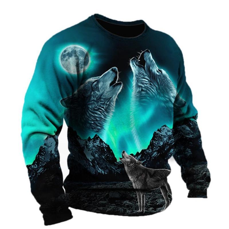 Camiseta de Manga Larga Retro para Hombre Camisa con Estampado de Animales Ropa con Patrón de Animales Ropa Urbana Top de Manga Talla Grande para Hombre XS-5XL