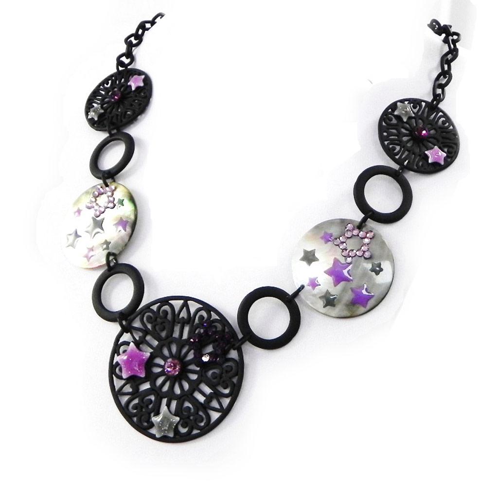 NOA [H9035] - Designer Necklace 'Carmen' Purple Gray