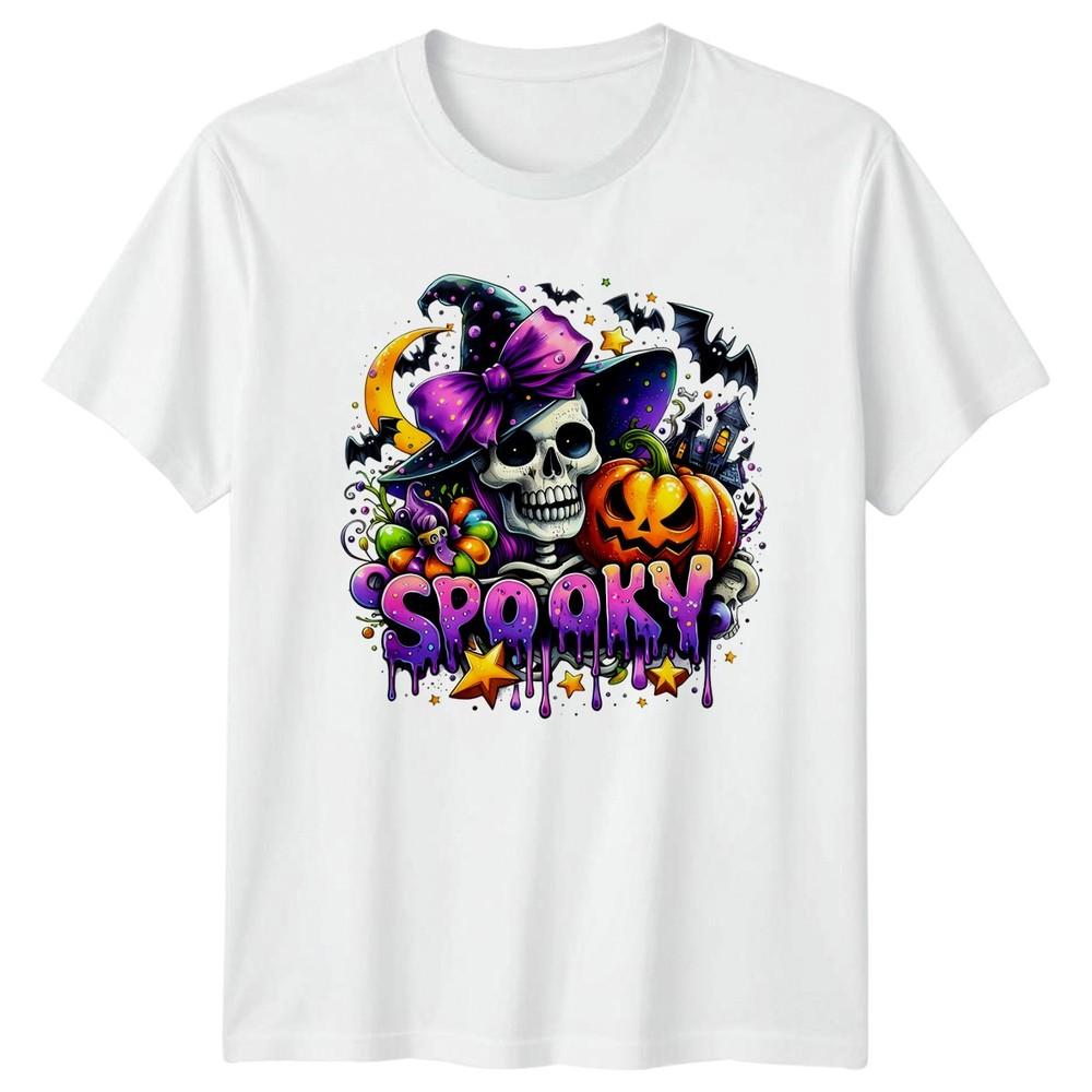 Spooky Halloween Skeleton Pumpkin Bats Unisexs TShirt Unisexs Graphic Tee S