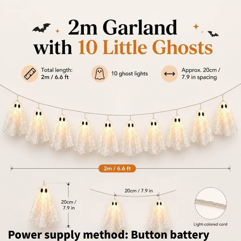 Ghost Garland Led Lighted Lace For Halloween Party Decor And Gift Giving