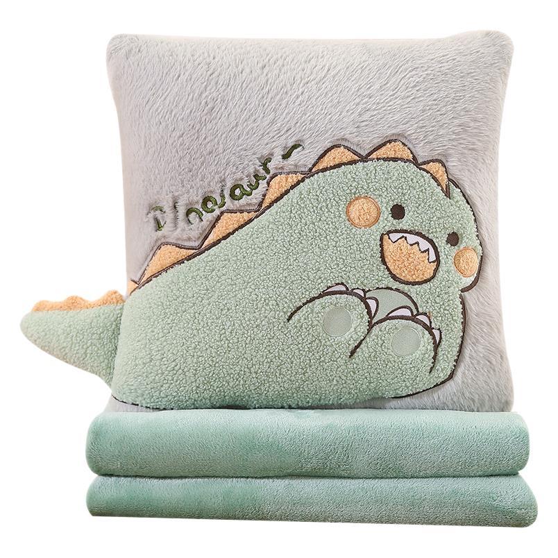 Little Dinosaur Pillow Quilt Two-in-one Cute Cartoon Nap Pillow Quilt Office Waist Cushion