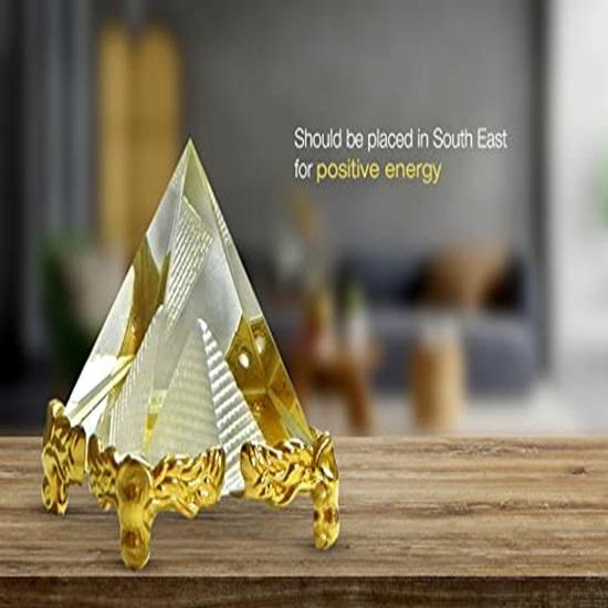 Vastu Feng Shui Crystal Glass Pyramid for Positive Energy, Vastu Correction, Spirits, Success Good Luck and Prosperity