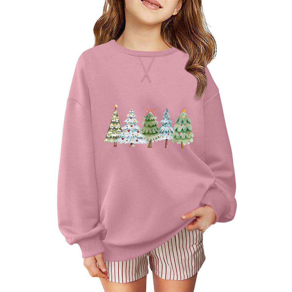 Children's Fashionable Casual Long-sleeved Loose Christmas Print Pullover Sweatshirt