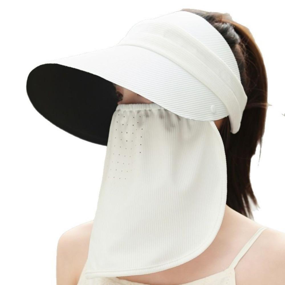 with Face Cover Sun Visor Hats Empty Top Sun Hat Outdoor Peaked Cap  Summer