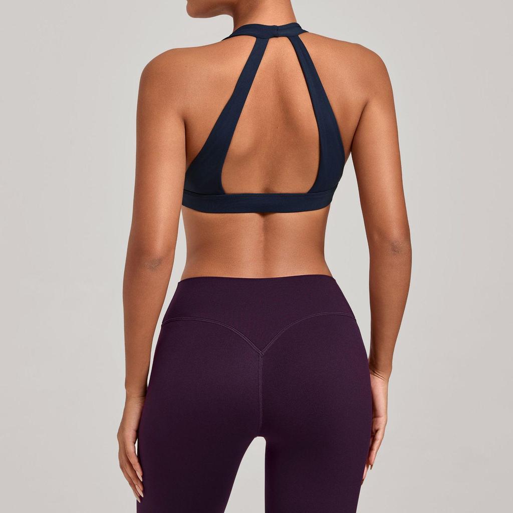 Cross-Strap Halter Neck Yoga Bra for Running and Fitness