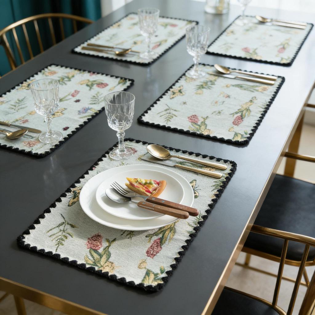 Washable Cotton Linen Dining Pads 12 x 18 Inch Easy Care for Home Kitchen Restaurant Decor Placemats