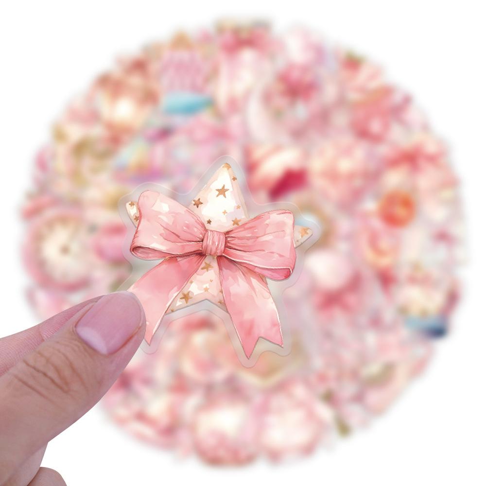 10/30/60pcs Cute Pink Coquette Art Stickers Kawaii Cartoon Decals DIY Water Bottle Notebook Fridge Aesthetics Graffiti Sticker