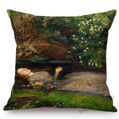 Famous Painting John Everett Millais The Blind Girl Ophelia Victoria Era Art Throw Pillow Case Pre-Raphaelite Sofa Cushion Cover