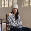 Rabbit Fur Earflap Hat Solid Color Beanie Hat Casual Knit Cap  Winter